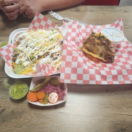 Loaded fried & a birria taco Loaded fried & a birria taco
