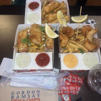 Gordon Ramsay Fish & Chip - 3 piece Fish and Chips and 5 piece Shrimp & Chips, ordered extra Fish and Chips - Seafood Near Me - Reno, Nevada Gordon Ramsay Fish & Chip - 3 piece Fish and Chips and 5 piece Shrimp & Chips, ordered extra Fish and Chips - Seafood Near Me - Reno, Nevada