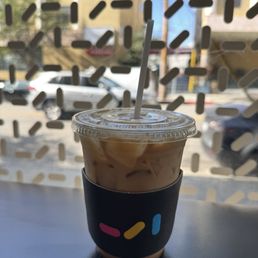 Document latte - iced with oat milk. Drink itself was 5/5!