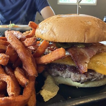 Front Porch - Cowboy burger, sweet potato fries - Bars Near Me - Hoover, Alabama Front Porch - Cowboy burger, sweet potato fries - Bars Near Me - Hoover, Alabama