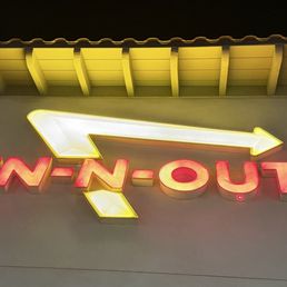 Exterior outside entrance of In-N-Out Burger - Morgan Hill, California Exterior outside entrance of In-N-Out Burger - Morgan Hill, California