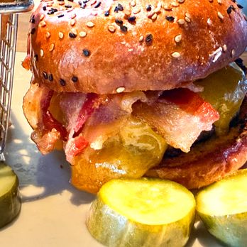 Yard House - Close up of BBQ bacon burger. - New American Near Me - Concord, California