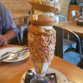 Brownstone Pancake Factory - Waffle Ice Cream Sandwich Tower Milkshake thing - Breakfast & Brunch Near Me - Edgewater, New Jersey