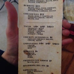 Rincon Taqueria - Menu 3/5/14