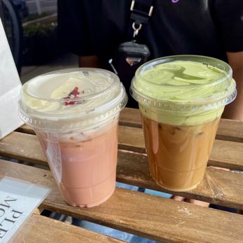 Lagu Cafe - Matcha foam cold brew and strawberry Sakura latte - Cafes Near Me - Irvine, California Lagu Cafe - Matcha foam cold brew and strawberry Sakura latte - Cafes Near Me - Irvine, California