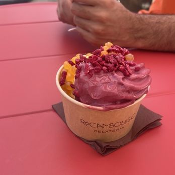 Rocambolesc - Mango passion fruit & blueberry lemon gelato - Ice Cream & Frozen Yogurt Near Me - Houston, Texas Rocambolesc - Mango passion fruit & blueberry lemon gelato - Ice Cream & Frozen Yogurt Near Me - Houston, Texas