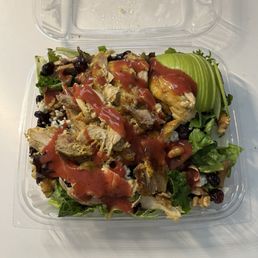 Apple & Walnut Salad (With Chicken) topped with Raspberry Vinaigrette Dressing