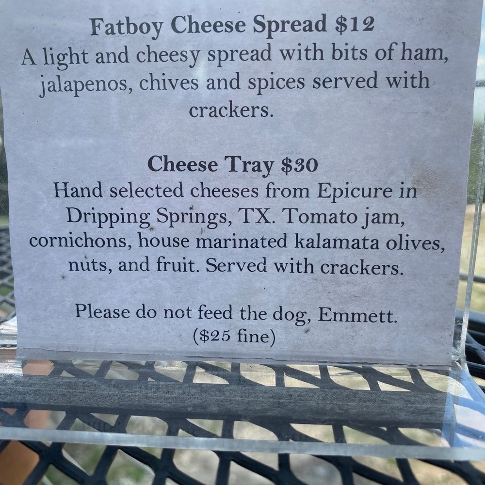 Hawk's Shadow Winery - Cheese tray was really good! - Wineries Near Me - Dripping Springs, Texas