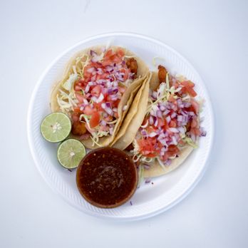 Mariscos El Sinaloco - a plate of tacos and salsa - Seafood Near Me - Phoenix, Arizona