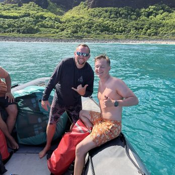 Kauai Sea Tours - Josh and my son Jacob (who had the sun in his eyes lol) - Boating Near Me - Eleele, Hawaii