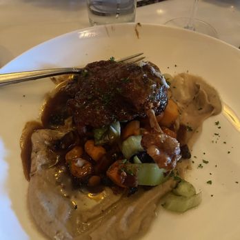 Bistro Le Relais - Duck confit with celeriac purée with carrots and bok choi. - French Near Me - Louisville, Kentucky