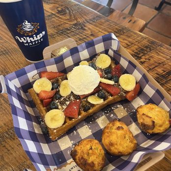 Whips Waffle - Classic waffle with mixed berries gluten free & the egg bites - Waffles Near Me - St. Augustine, Florida