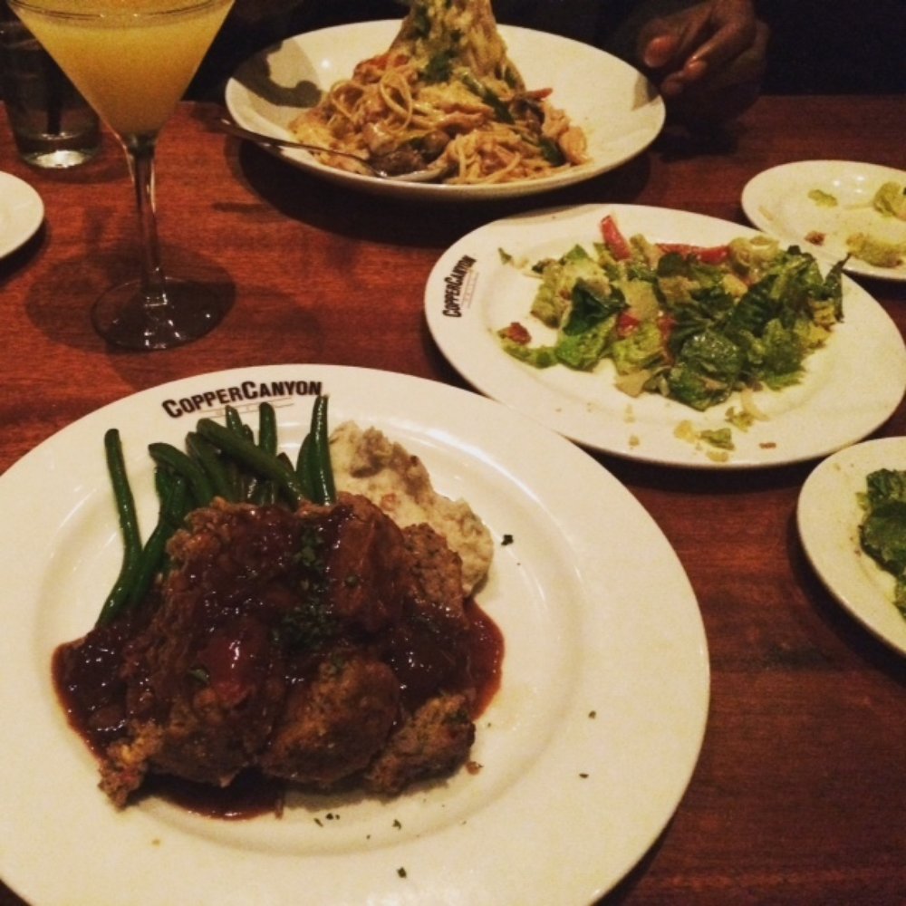 Copper Canyon Grill- Silver Spring - caesar salad (enough for two), chicken alfredo pasta, and meatloaf stack. - American Near Me - Silver Spring, Maryland