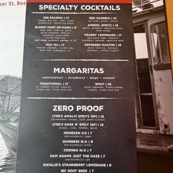 Barking Crab - Drink menu - Seafood Near Me - Boston, Massachusetts