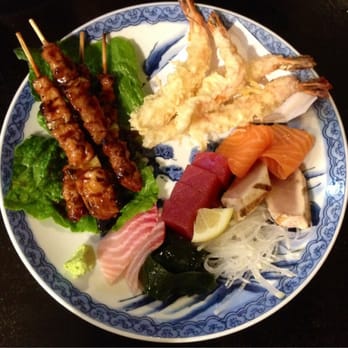 Kumagoro - Yakitori, tempura shrimp, and sashimi appetizer. - Japanese Near Me - Anchorage, Alaska Kumagoro - Yakitori, tempura shrimp, and sashimi appetizer. - Japanese Near Me - Anchorage, Alaska
