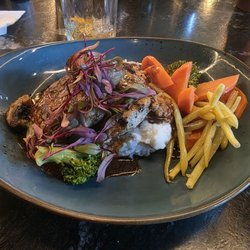 Mushroom Chicken - over mashed potatoes with veggies