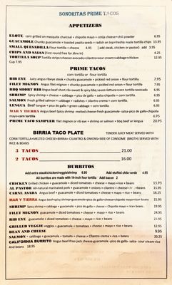 Menu photo 4 Sonoritas Prime Tacos Los Angeles, CA
