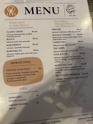 Menu photo 2 Itri Wood Fired Pizza Bar Bristol, PA