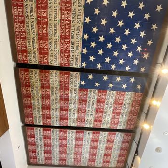 Haute Doggery - American Flag ceiling...Old License Plates - Hot Dogs Near Me - Las Vegas, Nevada Haute Doggery - American Flag ceiling...Old License Plates - Hot Dogs Near Me - Las Vegas, Nevada