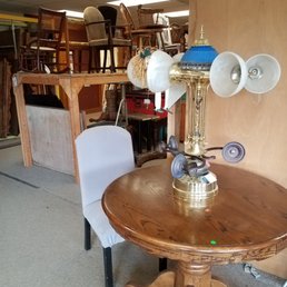 Very creative lamp made of old lamp parts! Very creative lamp made of old lamp parts!