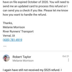 River Runners Transport - Email from Melanie Morrison