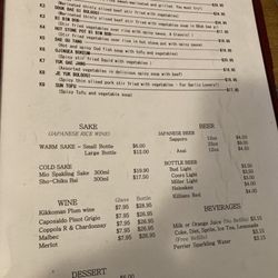 Toyo Grill - Portion of menu
