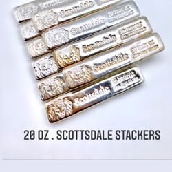 Scottsdale Mint 20 oz silver bars. Beautiful bars to own. Contact us for our sell prices today.
