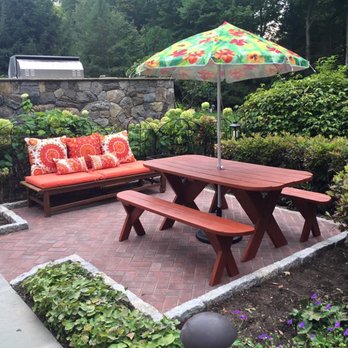 HJ Landscaping - I created the layout for this little patio area and the team installed pavers & Belgian blocks to blend it all in. It's my writers corner. - Masonry/Concrete Near Me - Darien, Connecticut HJ Landscaping - I created the layout for this little patio area and the team installed pavers & Belgian blocks to blend it all in. It's my writers corner. - Masonry/Concrete Near Me - Darien, Connecticut