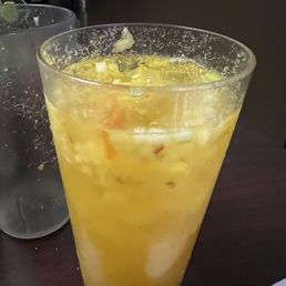 Ensalada de fruta drink made with passion fruit juice and cut fruits, delicious!!