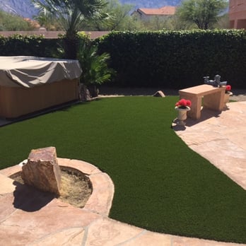 Arizona Luxury Lawns - After - Wheeee!!!! Still smiling!!! And I don't have to mow any more. - Artificial Turf Near Me - Tucson, Arizona Arizona Luxury Lawns - After - Wheeee!!!! Still smiling!!! And I don't have to mow any more. - Artificial Turf Near Me - Tucson, Arizona