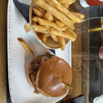 Old City Barbeque - BBQ sandwich with fries - Barbeque Near Me - Williamsburg, Virginia Old City Barbeque - BBQ sandwich with fries - Barbeque Near Me - Williamsburg, Virginia