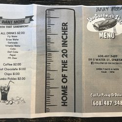 The Sandwich Shop - June '24 menu