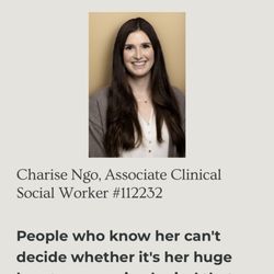 Shana Averbach, MFT - Photo of Charise Ngo, ASW, working under Shana Averbach's supervision, with kind words about her beneath.