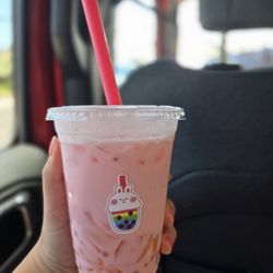Bubble n’ Boba - Strawberry milk tea with mango popping boba and fruit jellies