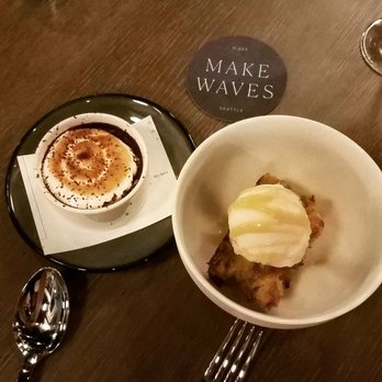 Rider - Chocolate cake and banana bread pudding with TO DIE FOR coconut sorbe - American Near Me - Seattle, Washington Rider - Chocolate cake and banana bread pudding with TO DIE FOR coconut sorbe - American Near Me - Seattle, Washington