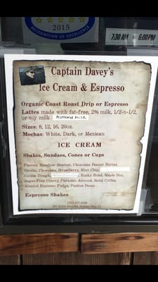 Menu photo 7 Captain Davey's Ice Cream & Espresso Bodega Bay, CA