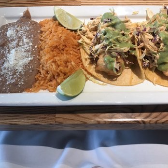 Palenque Kitchen - Fish tacos served with rice and beans - Mexican Near Me - Riverside, California