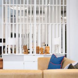 Blu Dot - Modern sofa and credenza inside of Blu Dot in NoMad, New York