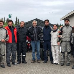 Alaskan Adventure Riders - Pete (the owner) and visitors up from Brazil getting ready to take two of our BMWF800GS to Deadhorse.