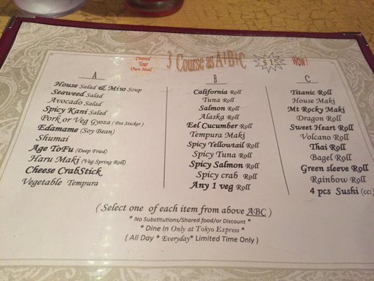 Menu photo 1 Tokyo Express Poughkeepsie, NY