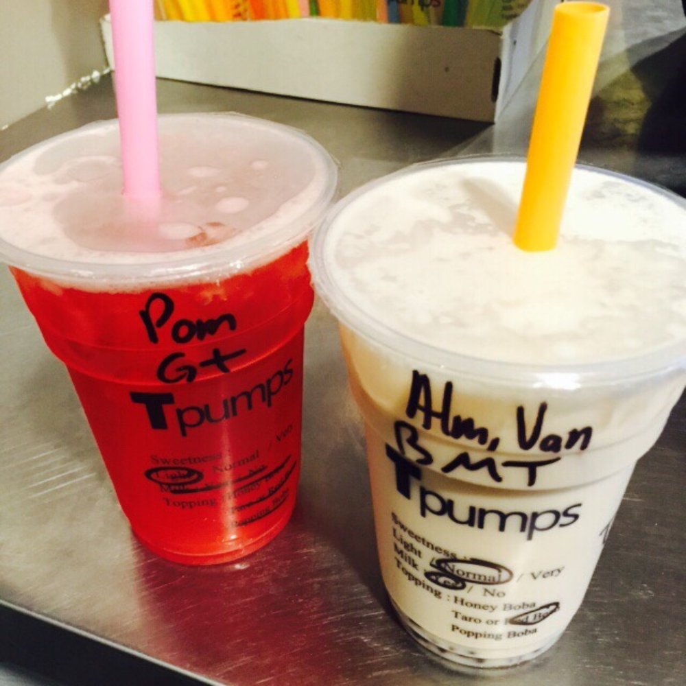 Tpumps - Pasadena - Pomegranate green tea & vanilla almond black milk tea with red bean! Must try - Bubble Tea Near Me - Pasadena, California Tpumps - Pasadena - Pomegranate green tea & vanilla almond black milk tea with red bean! Must try - Bubble Tea Near Me - Pasadena, California