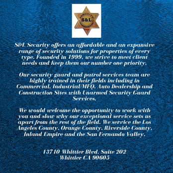 S&L Security  - S&L Security - Security Services Near Me - Whittier, California