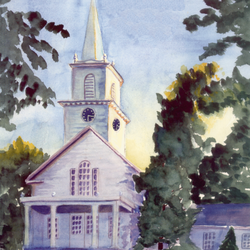 First Parish of Bolton - Painting of First Parish of Bolton church building
