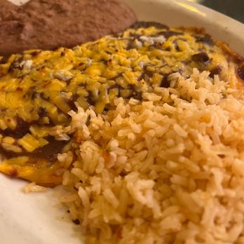 El Patio - Cheese enchiladas, rice and refried beans - Mexican Near Me - Houston, Texas