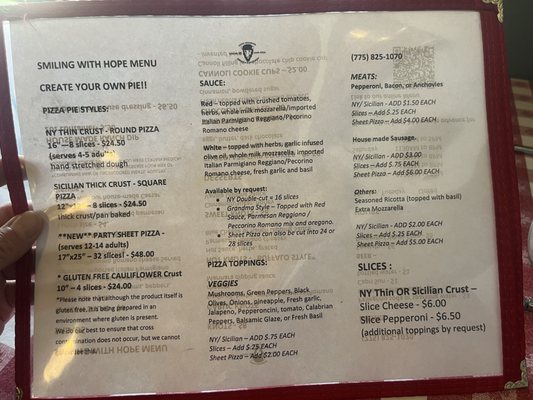 Menu photo 1 Smiling With Hope Pizza Reno, NV Menu photo 1 Smiling With Hope Pizza Reno, NV