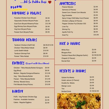 Paradise Express Biryanis & Kebabs - Menu - Indian Near Me - Irving, Texas Paradise Express Biryanis & Kebabs - Menu - Indian Near Me - Irving, Texas