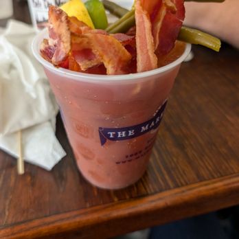 Destination Kitchen - Dill pickle bacon Bloody Mary. Don't knock it until you've tried it! Market Cafe! - Food Tours Near Me - New Orleans, Louisiana