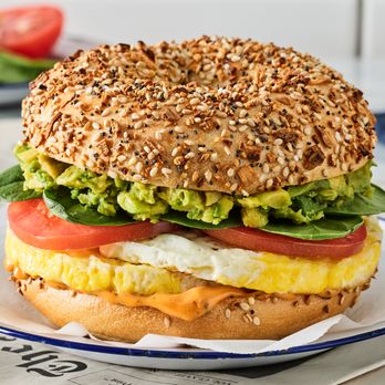Noah's NY Bagels - an egg, tomato, and lettuce sandwich - Bagels Near Me - Sacramento, California