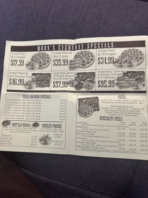 Menu photo 2 Moon's Pizza Depew, NY