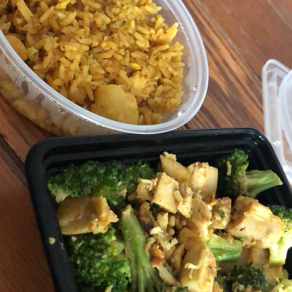 Pictured: - Pineapple Shrimp Fried Rice - Cocoanut Chicken with Broccoli Pictured: - Pineapple Shrimp Fried Rice - Cocoanut Chicken with Broccoli